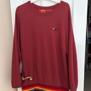 Aviator Nation Burgundy Crew Neck Sweatshirt, size L